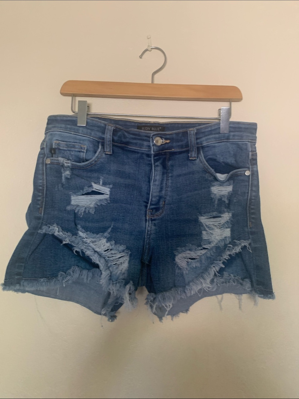 Judy Blue Distressed Blue Denim Cutoff Shorts